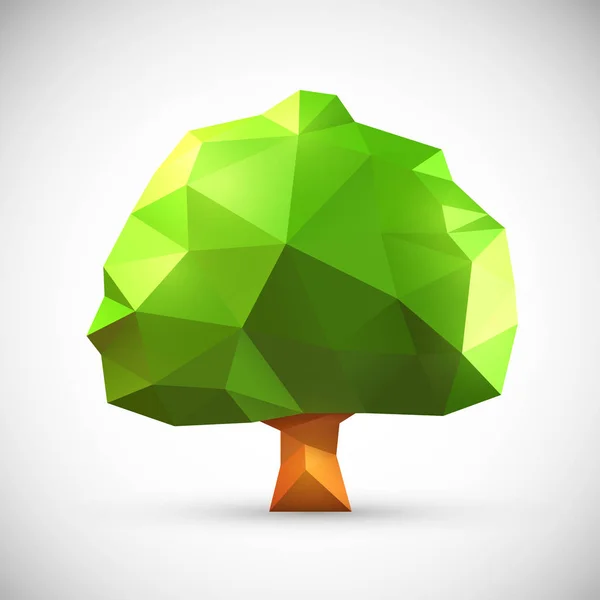 多角形折り紙オークの木 きれいなベクター イラスト — ストックベクタ
