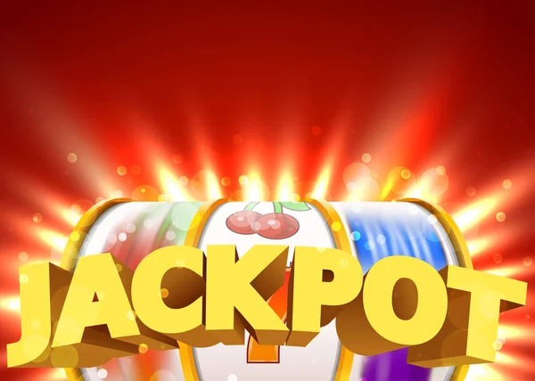 Goldener Spielautomat gewinnt den Jackpot. Big-Win-Konzept. Casino-Jackpot. — Stockvektor