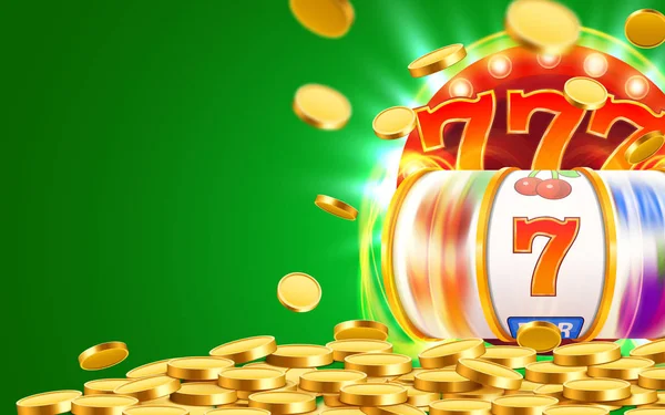 Golden slot machine gagne le jackpot. Grand concept de victoire. Jackpot Casino . — Image vectorielle