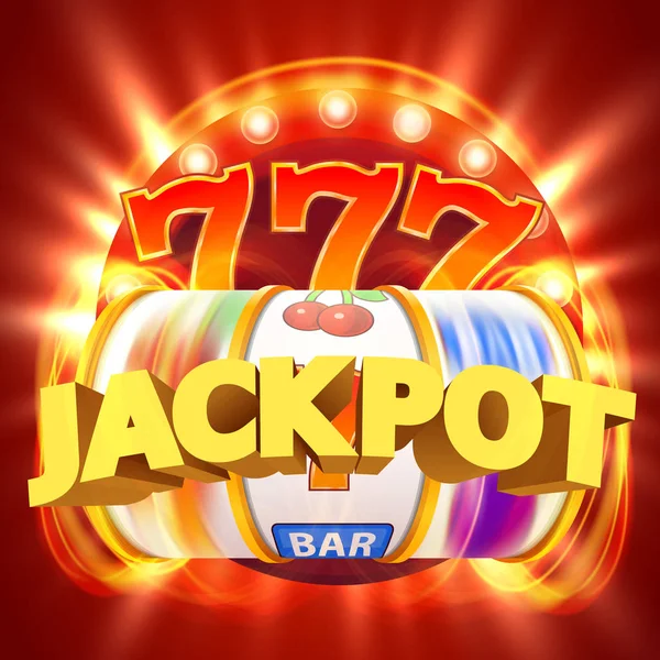 Gyllene spelautomaten vinner jackpotten. Storvinst-konceptet. Casino jackpot. — Stock vektor
