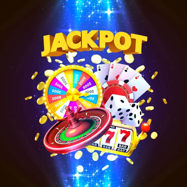 Jackpot casino büyük kazanmak kolaj afiş. — Stok Vektör