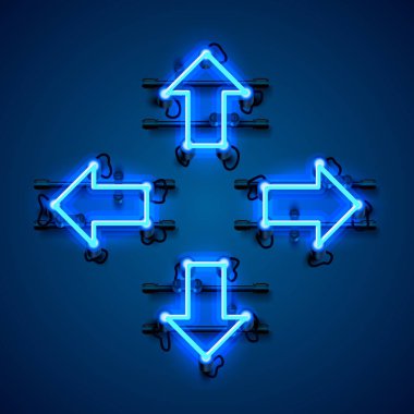 Neon ok yukarı, aşağı, sol ve sağ.