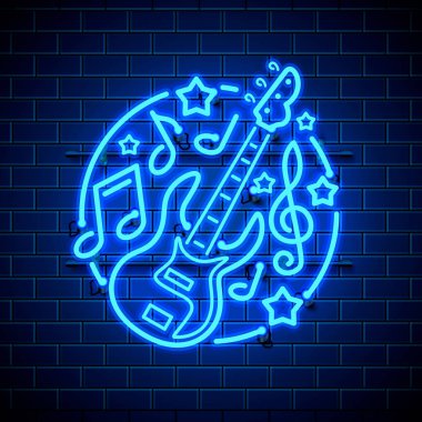 Neon etiket müzik rock afiş.