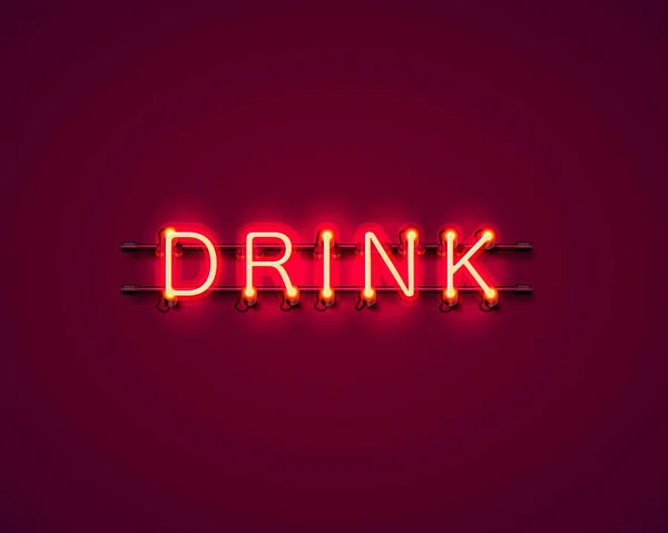 Neon drink text icon signboard. — Stock Vector