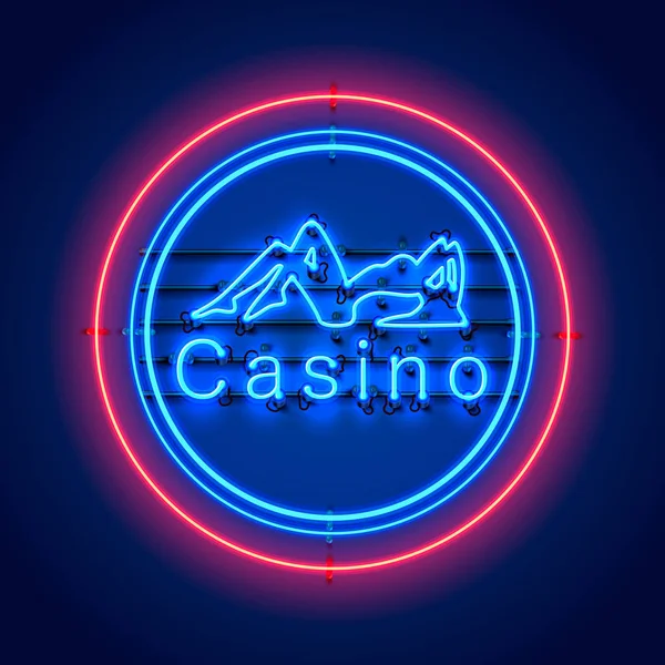 Neon Casino sexy meisje uithangbord. — Stockvector