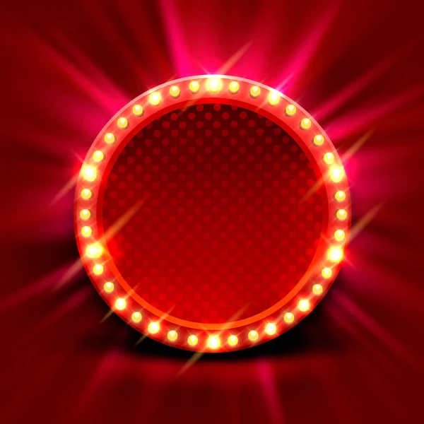 Panneau de cadre néon en forme de cercle . — Image vectorielle