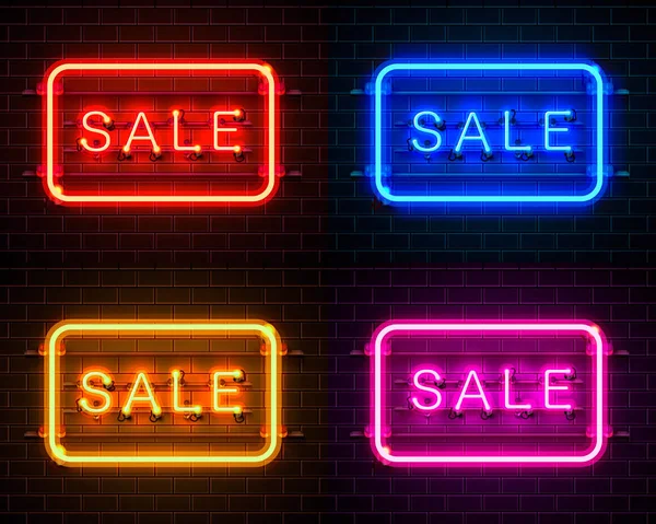 Neon uithangbord tekst verkoop — Stockvector