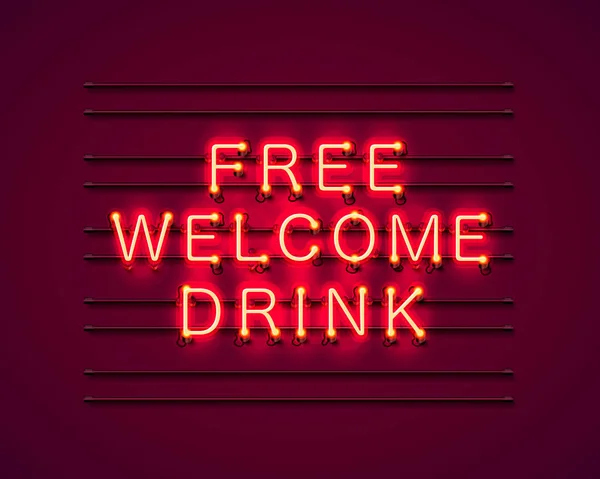 Неоновый бесплатный приветственный напиток — стоковый вектор