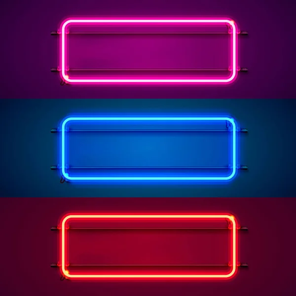 Segno di cornice al neon a forma di quadrato . — Vettoriale Stock