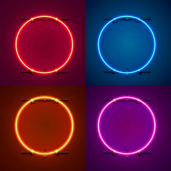 Sinal de quadro de néon na forma de um círculo . — Vetor de Stock