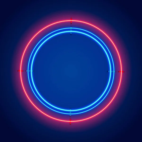 Neon frame sign in the shape of a circle. — Stock Vector