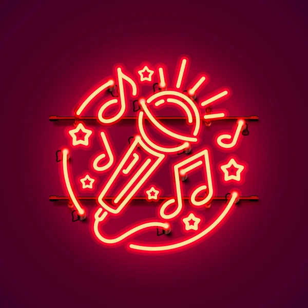 Étiquette néon musique karaoké bannière . — Image vectorielle