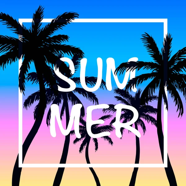 Palmen zomer cover frame banner. — Stockvector