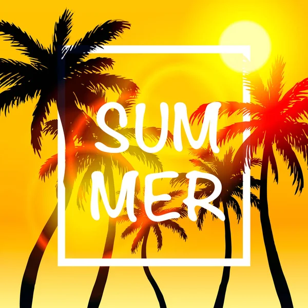 Palmen zomer cover frame banner. — Stockvector