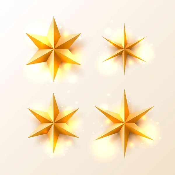 Natal Estrelas douradas conjunto . — Vetor de Stock