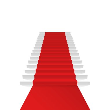 Kırmızı halı, kırmızı merdiven arka plan, vektör çizim ile podyum