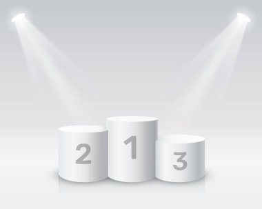 Beyaz kazanan podyum için iş kavramları.