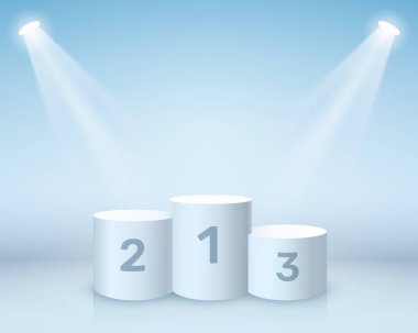 Beyaz kazanan podyum için iş kavramları.