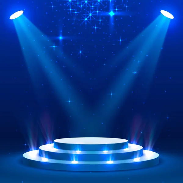 Stage Podium Light Stage Podium Scene Award Ceremony Blue Background — 스톡 벡터