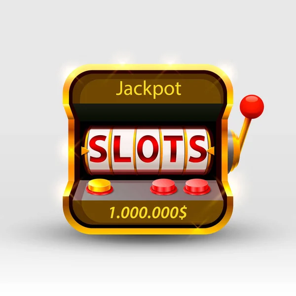 3D slots machine wint de jackpot. — Stockvector