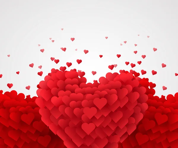Parlak kırmızı Valentine Kalpler üzerinde arka plan. Aşk kavramı. — Stok Vektör