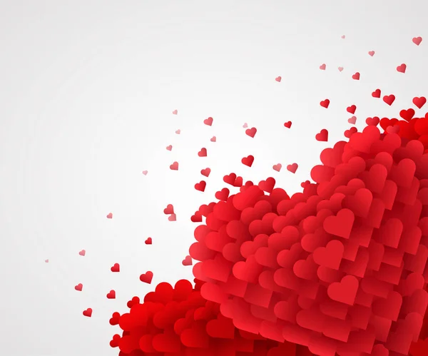 Parlak kırmızı Valentine Kalpler üzerinde arka plan. Aşk kavramı. — Stok Vektör