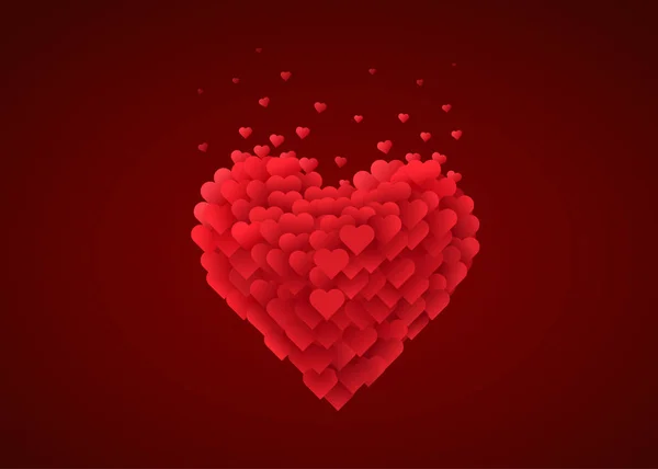 Sevgililer kırmızı kalp. Aşk kavramı. — Stok Vektör