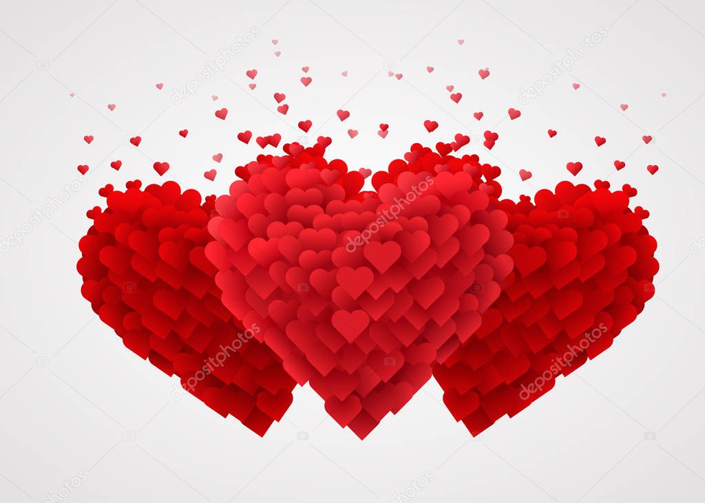 Valentines red hearts. Love concept.