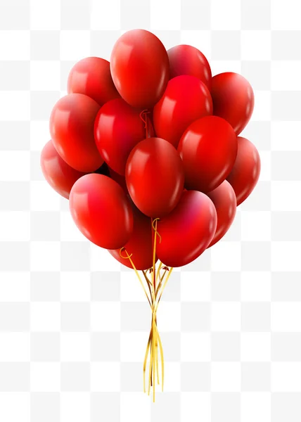 3d réaliste rouge Bunch of Flying Birthday Balloons. Concept de fête et de célébration . — Image vectorielle