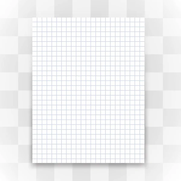 Hoja blanca en blanco sobre fondo transparente . — Vector de stock