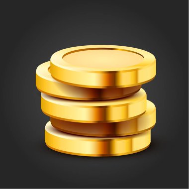 Koyu arka plan üzerinde izole altın dolar sikke yığını.