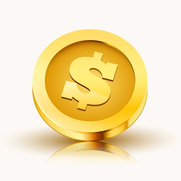 3d realista moeda de ouro isolado no fundo branco. — Vetor de Stock