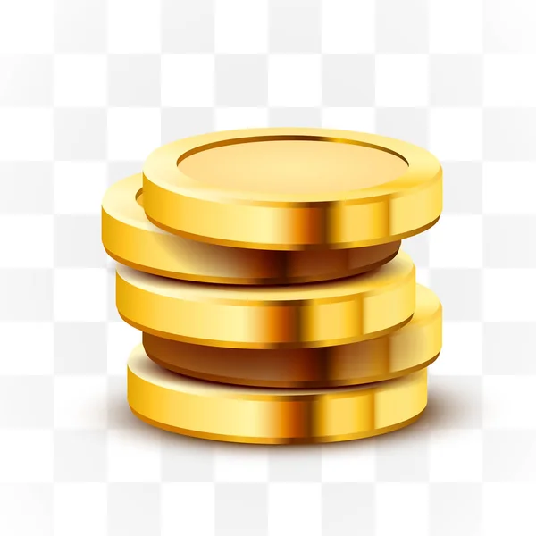 Empilement de pièces en dollar d'or isolées sur fond transparent . — Image vectorielle