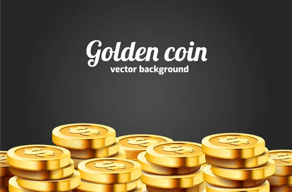 A lot of coins on black background. Jackpot or success concept. Modern background. — Stock Vector