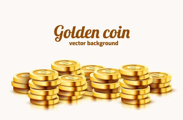 A lot of coins on white background. Jackpot or success concept. Modern background. — Stock Vector