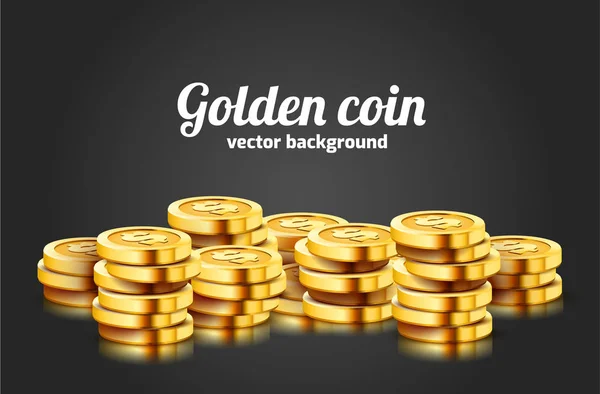 A lot of coins on black background. Jackpot or success concept. Modern background. — Stock Vector