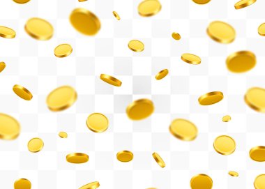 Jeton düşüyor, para düşme, altın sikkeler, altın yağmur uçan. İkramiye ya da başarı kavramı.