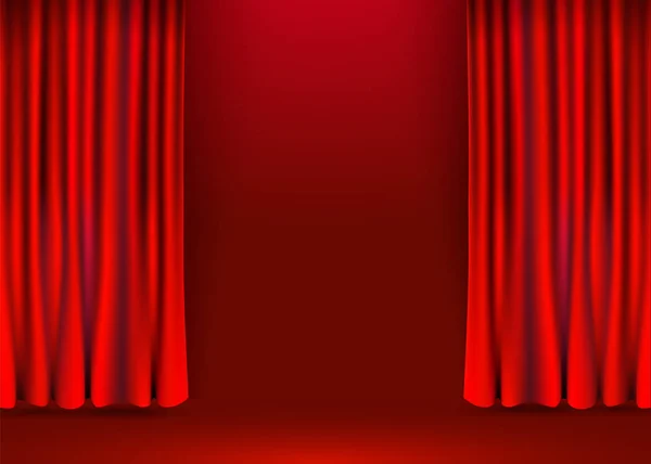 Red velvet curtains background. Show stage or ceremony concept. — Stock Vector