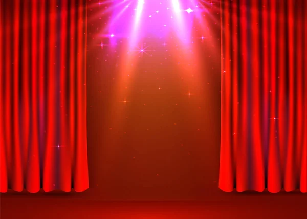 Roter Samtvorhang Hintergrund. Showbühne oder Zeremonienkonzept. — Stockvektor