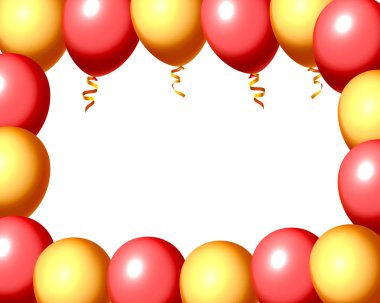 Boş bir çerçevede şenlikli balon, renk kırmızı ve sarı.