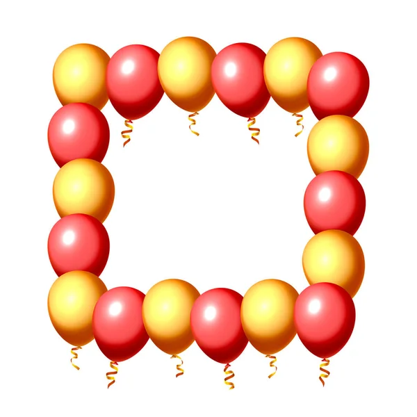 空白框架中的节日气球，红色和黄色. — 图库矢量图片