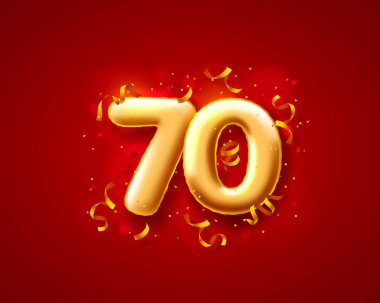 Kırmızı arka plandaki ballon numarasından 70 indirim. Vektör