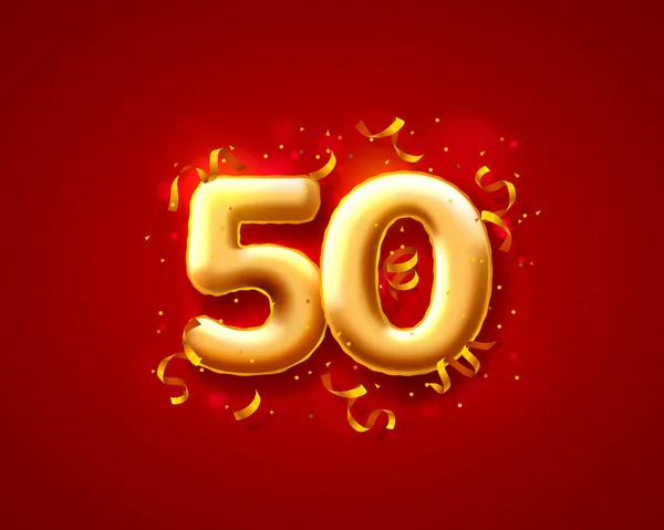 Ünnepi ünnepség léggömbök, 50th számok ballonok. Vektor — Stock Vector