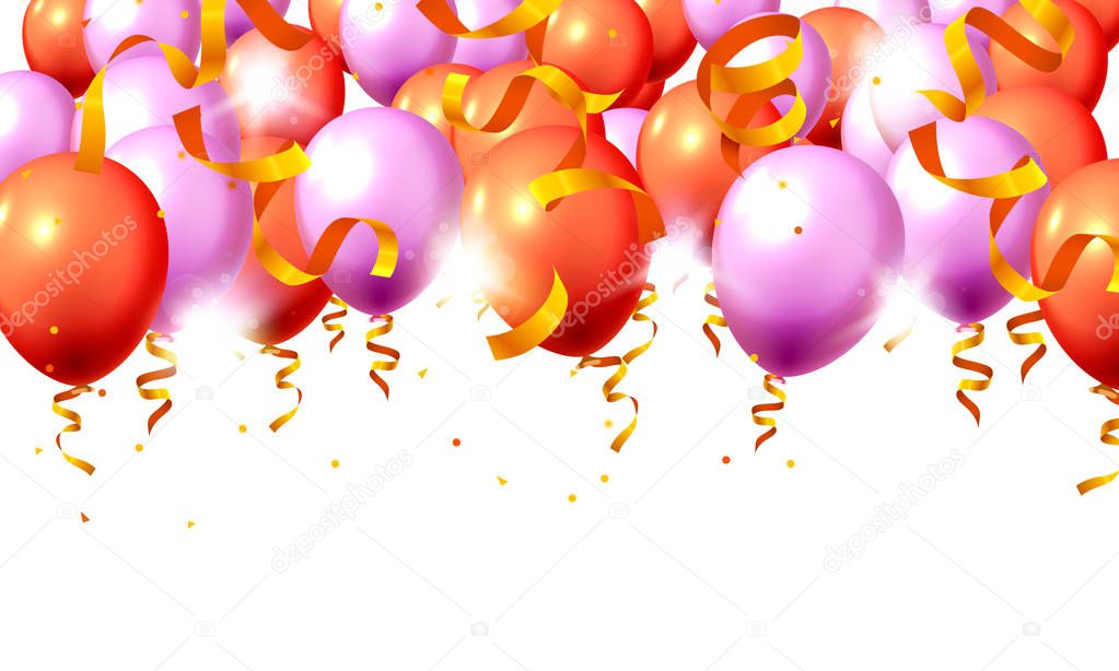 Festive color purple and red balloon party background