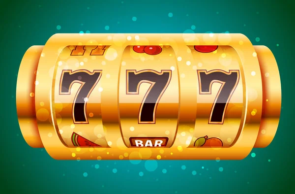 Goldener Spielautomat gewinnt den Jackpot. Big-Win-Konzept. Casino-Jackpot. — Stockvektor