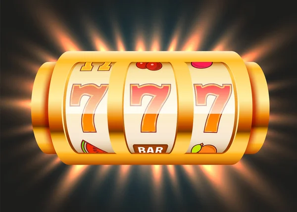Golden slot machine wins the jackpot. Big win casino concept. — Stock Vector