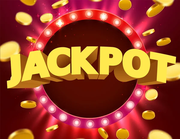 Cartello con bordo lampade per lotteria, casinò, poker, roulette . — Vettoriale Stock