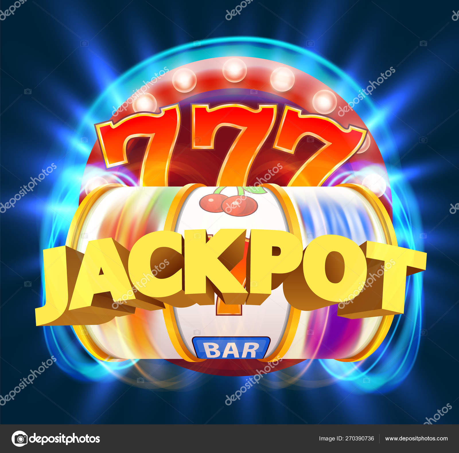 ゴールデン スロット マシンは、ジャック ポットを獲得します。大きな勝利概念。カジノ ジャック ポット. ストックベクター ©hobbit_art  270390736