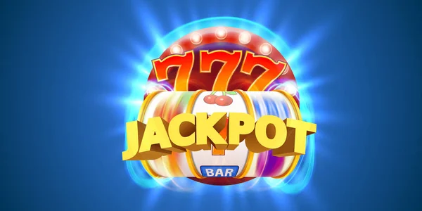 Golden slot machine gagne le jackpot. Grand concept de victoire. Jackpot Casino . — Image vectorielle