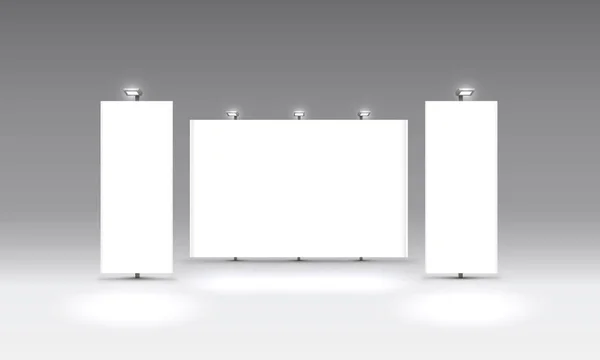 Espectáculo de escena Podio para presentaciones sobre el fondo gris . — Vector de stock